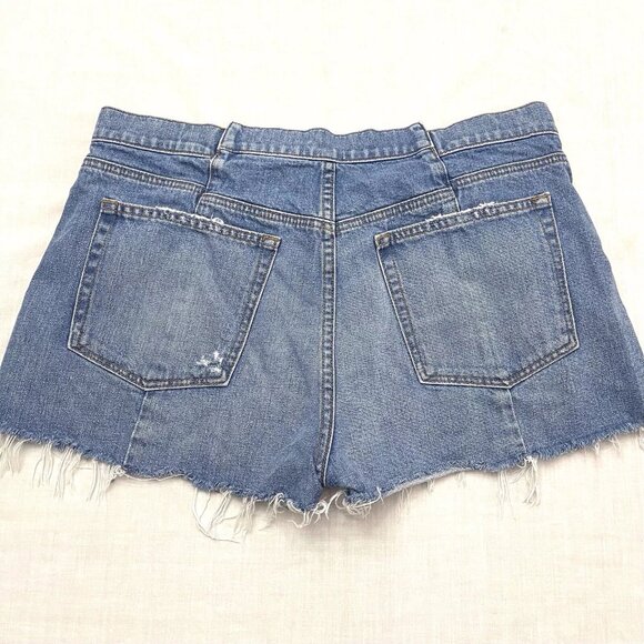 Reformation Fanny Shorts Blue Jean Distressed Shorts Women’s Size 31 - Picture 4 of 5